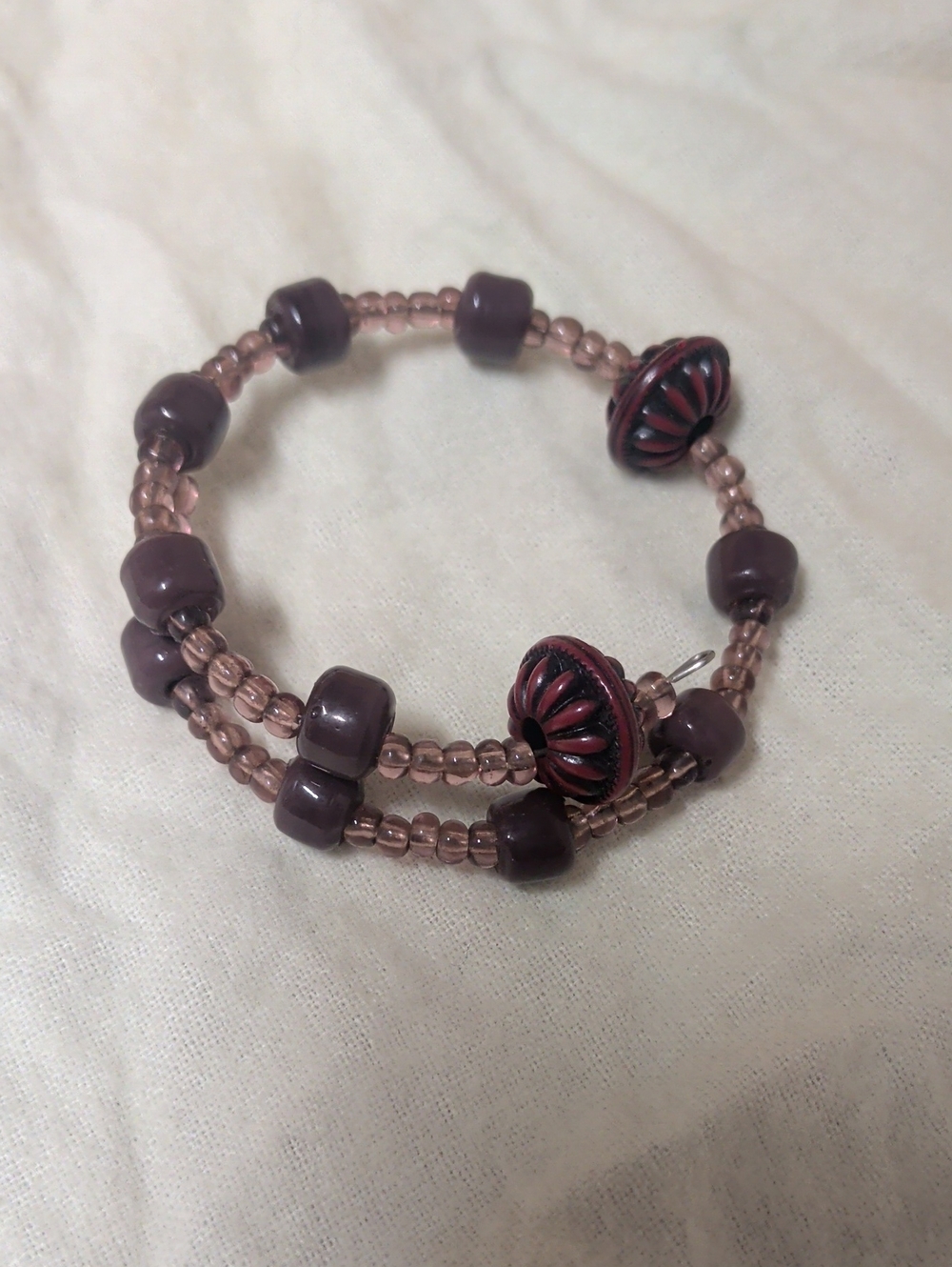Handmade Purple Beaded Coil Bracelet